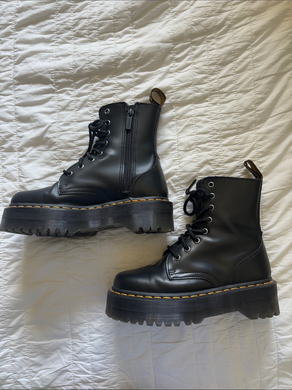 Dr. Martens Black Platform Lug-Soled Combat Boots